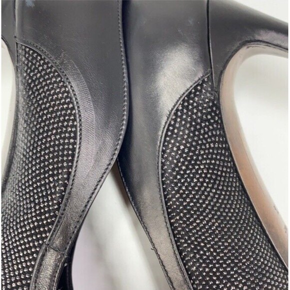Joan Oloff Heels Black Luxury Textured Leather Pointy Toe Orthopedic Career 8 - Picture 9 of 15